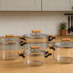 قابلمه پیرکس دسته چوبی پاپا