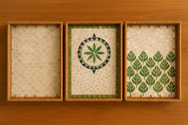 سینی مستطیل دسته دار راتان - Image 1