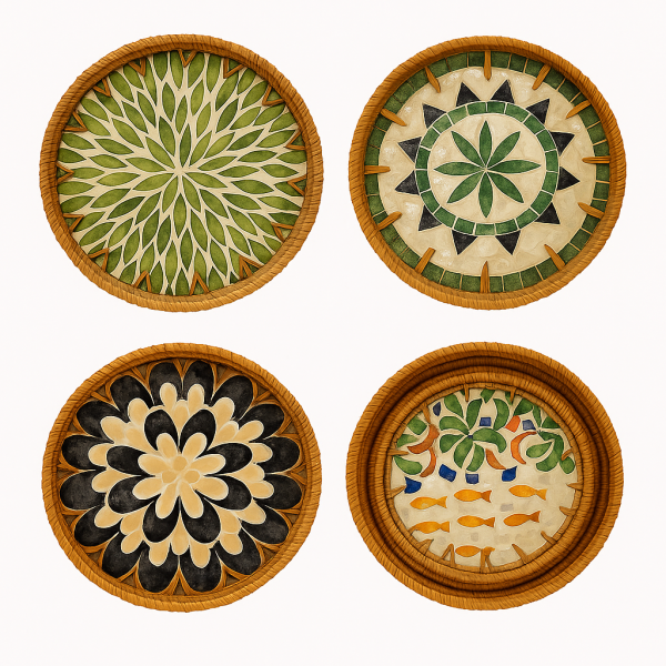 سینی گرد بدون دسته راتان پاپا - Image 1