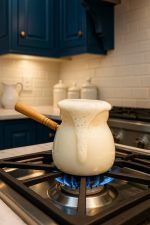 شیرجوش پیرکس دسته چوبی پاپا