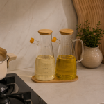 استند بامبو دوخانه ظرف روغن