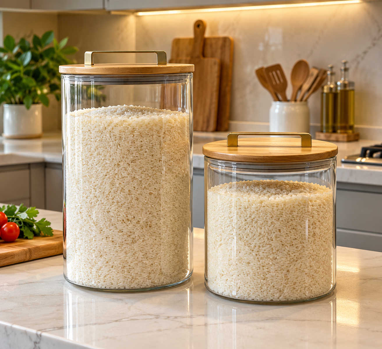سطل برنج بدون پایه پاپا دستگیره استیل سطل برنج بدون پایه دسته طلایی - تصویر 1